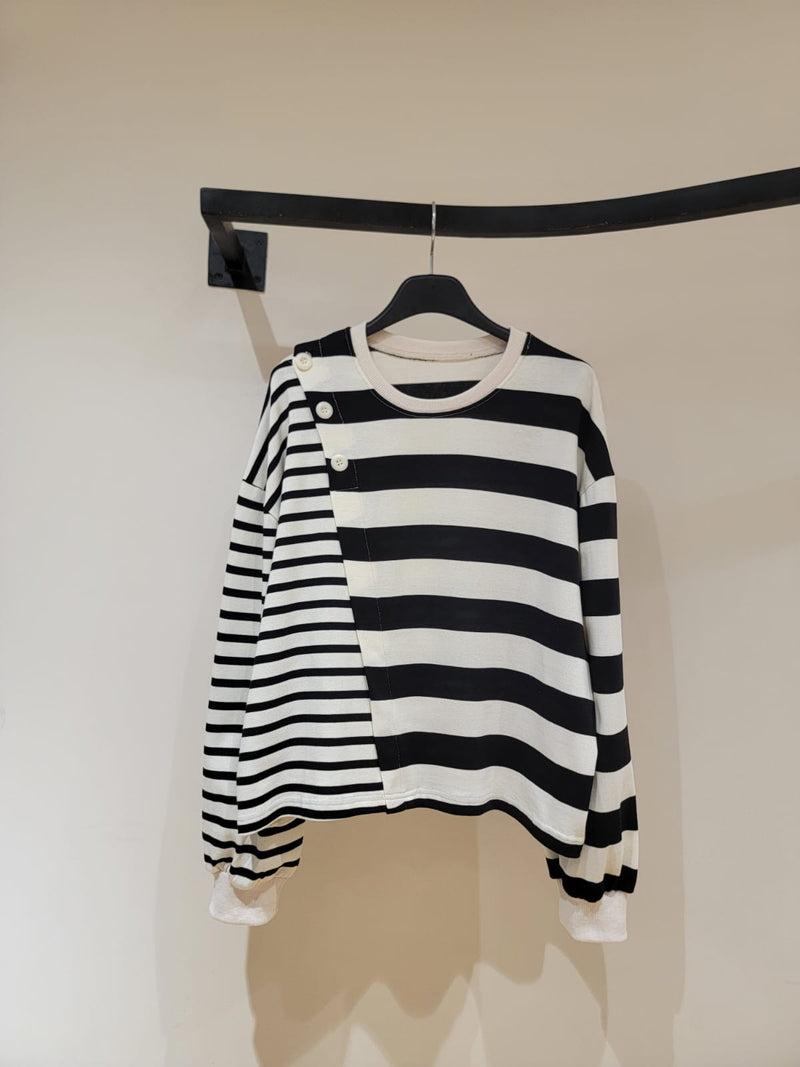 230793 - Striped Cold Shoulder Sweater