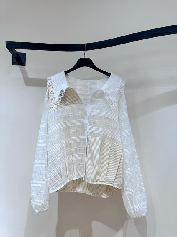 230856 - Patchwork Shirt Top(📣 New Item 📣)
