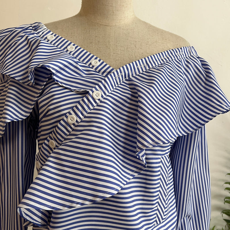 241285 -Striped Ruffle Top