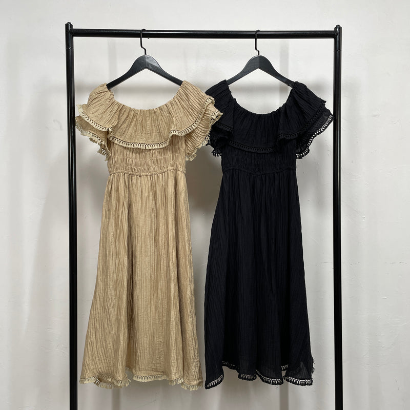 230474 - Crinkle Off Shoulder Dress (Best Price)