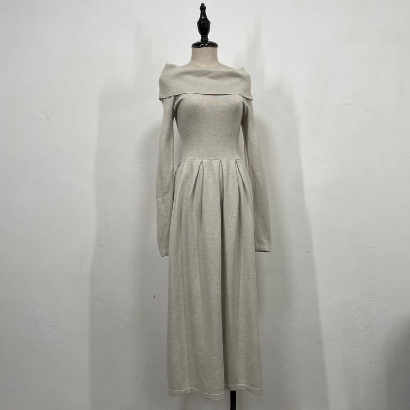 230923 - Off Shoulder Knitting Dress (10% Off)