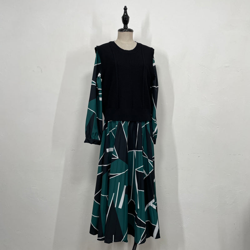 230870 - Green Pattern Dress Set (40% Off)