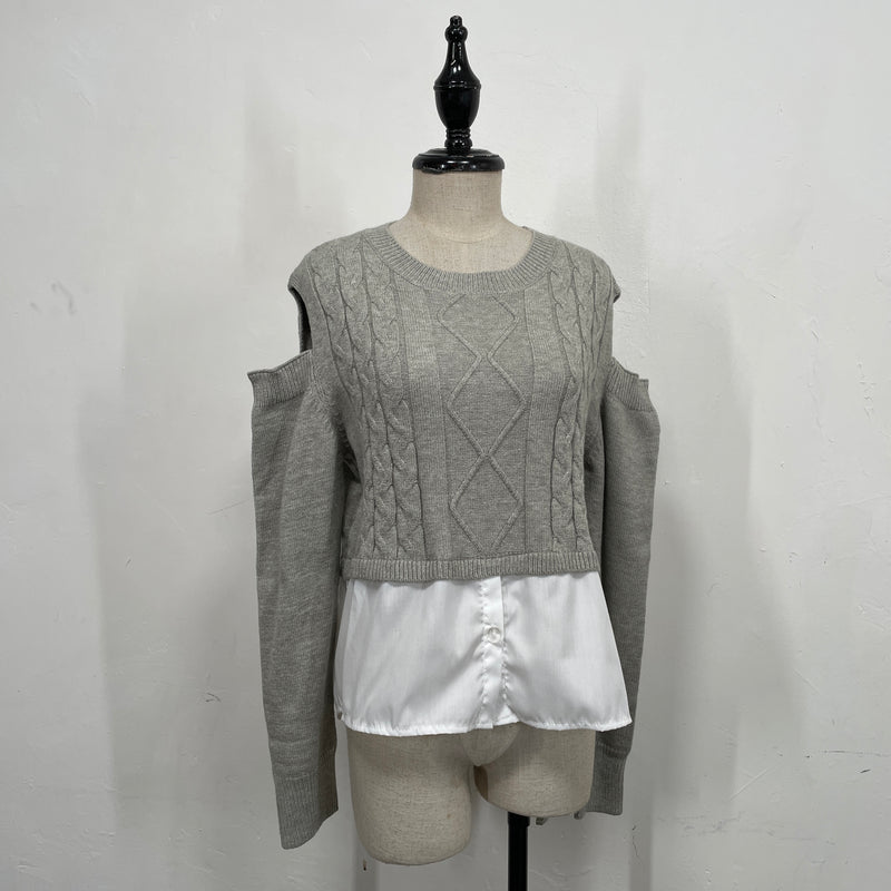 230892 - Cold Shoulder Knitting Top (10% Off)