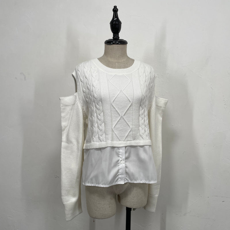 230892 - Cold Shoulder Knitting Top (10% Off)