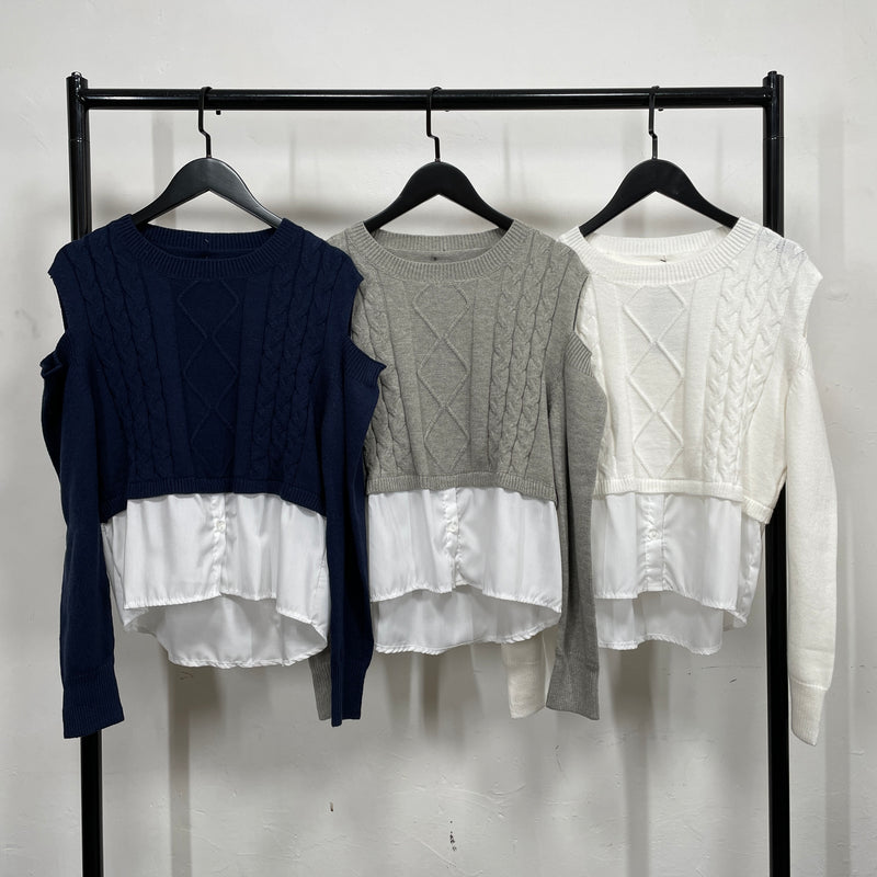 230892 - Cold Shoulder Knitting Top (10% Off)