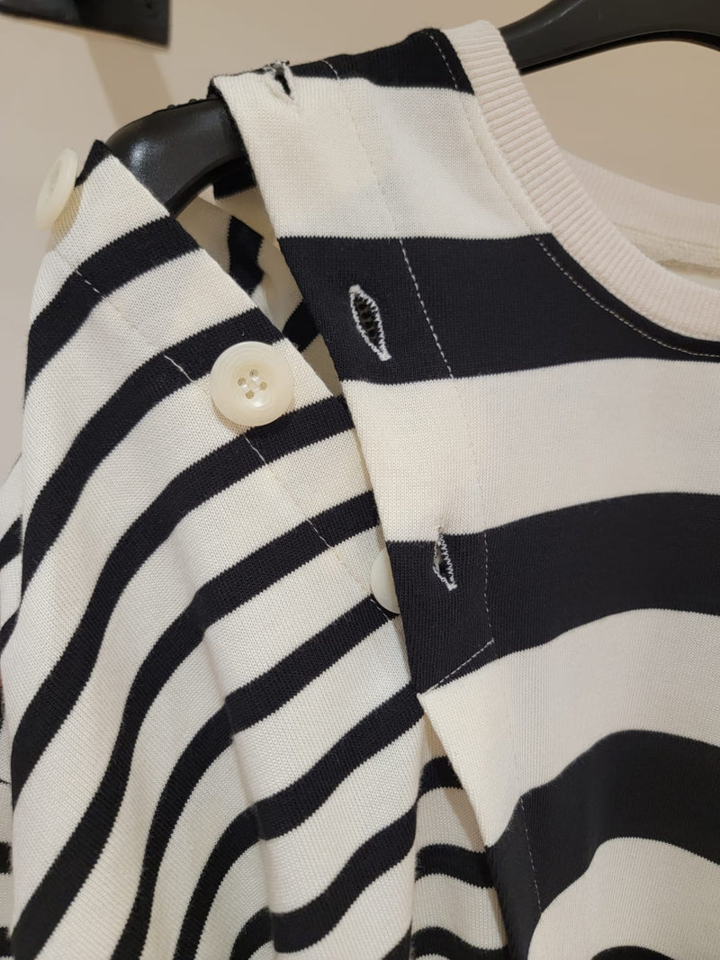 230793 - Striped Cold Shoulder Sweater