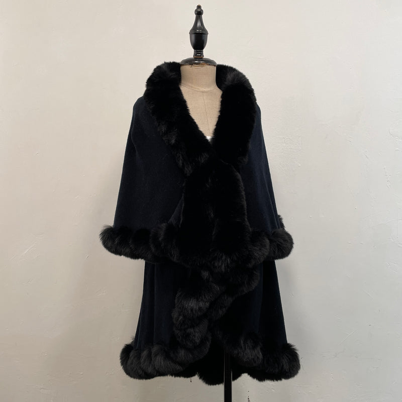 221649 - Faux Fur Trim Cloak