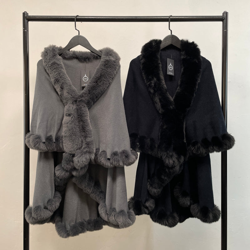 221649 - Faux Fur Trim Cloak (⌛️ Pre Order ⌛️)